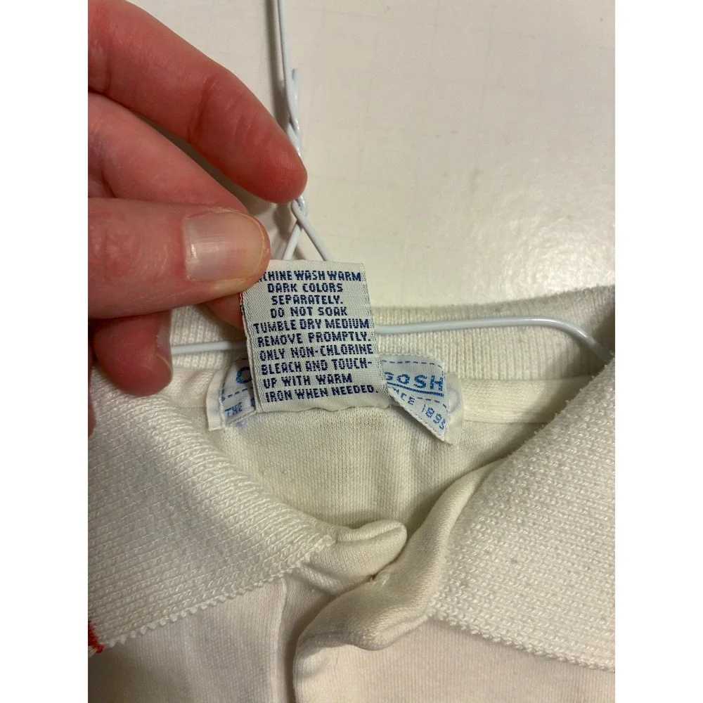 Vintage OshKosh B'Gosh Kids White Polo Shirt Striped Collar 3T